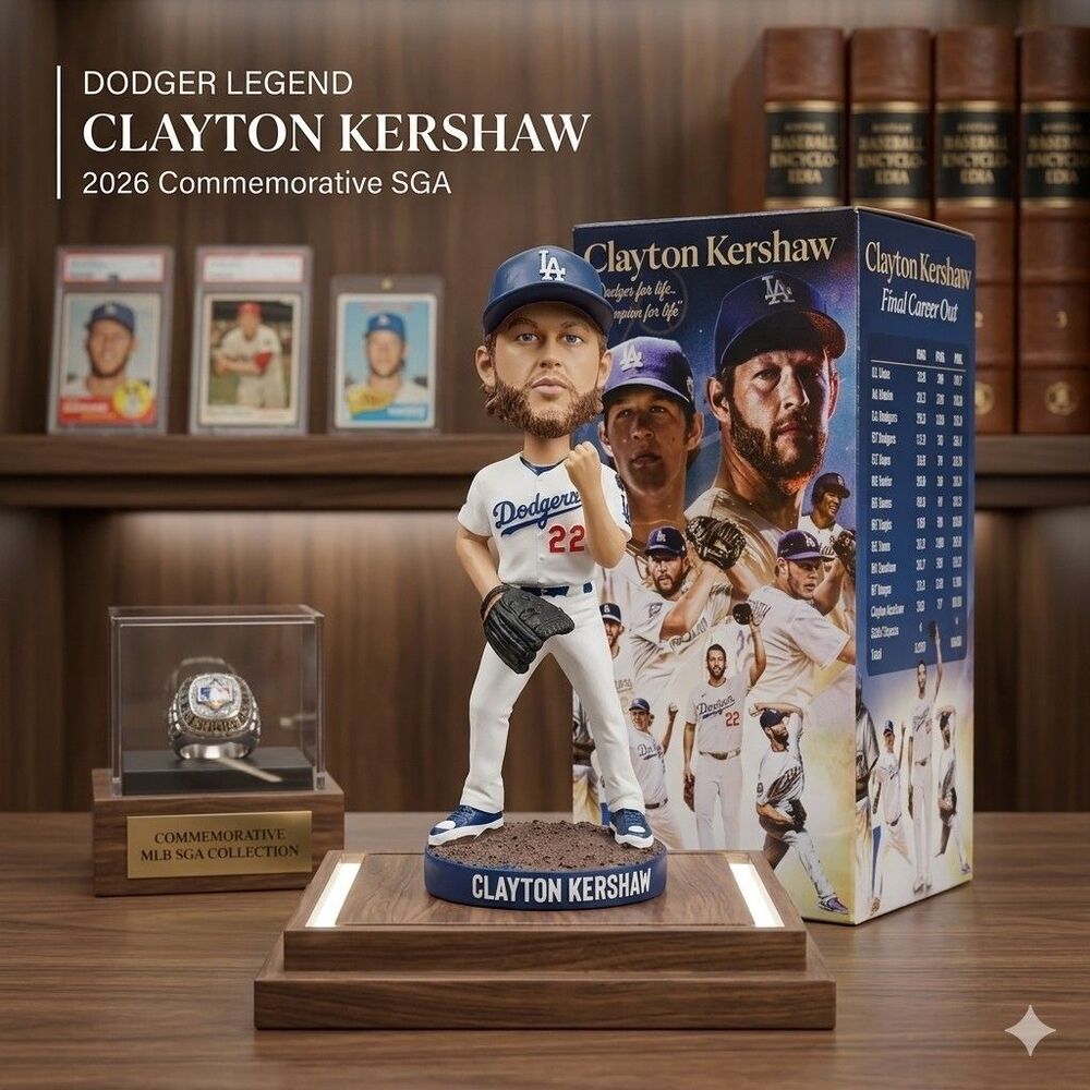 2026 Clayton Kershaw Final Career Out SGA Bobblehead Los Angeles Dodger Open Box